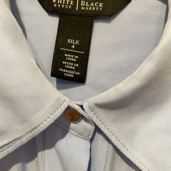 White House Black Market Light Blue Silk Blouse, Size 4 - Picture 4 of 8